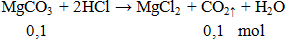MgCO3 + HCl → MgCl2 + CO2 ↑ + H2O | MgCO3 ra MgCl2 (ảnh 1)