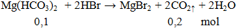 Mg(HCO3)2 + 2HBr → MgBr2 + 2CO2↑ + 2H2O | Mg(HCO3)2 ra MgBr2 (ảnh 1)