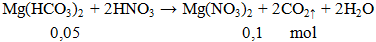 Mg(HCO3)2 + 2HNO3 → Mg(NO3)2 + 2CO2↑ + 2H2O | Mg(HCO3)2 ra Mg(NO3)2 (ảnh 1)