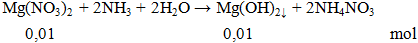 Mg(NO3)2 + NH3 + H2O → Mg(OH)2↓ + NH4NO3 | Mg(NO3)2 ra Mg(OH)2  (ảnh 1)