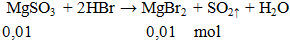 MgSO3 + HBr → MgBr2 + SO2↑ + H2O | MgSO3 ra MgBr2 (ảnh 2)