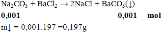 Na2CO3 + BaCl2 → 2NaCl + BaCO3(↓) | Na2CO3 ra NaCl (ảnh 1)