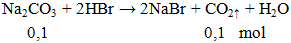 Na2CO3 + 2HBr → 2NaBr + CO2 ↑ + H2O | Na2CO3 ra NaBr (ảnh 1)