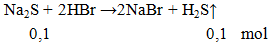 Na2S + 2HBr → 2NaBr + H2S ↑ | Na2S ra NaBr (ảnh 1)