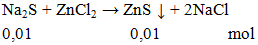 Na2S + ZnCl2 → ZnS ↓ + 2NaCl | Na2S ra ZnS  (ảnh 1)