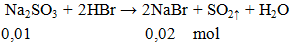 Na2SO3 + 2HBr → 2NaBr + SO2↑ + H2O | Na2SO3 ra SO2 (ảnh 2)