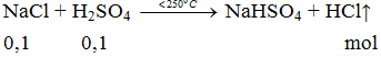 NaCl + H2SO4 -<250oC→ NaHSO4 + HCl↑ | NaCl ra NaHSO4 (ảnh 2)