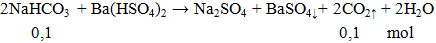 2NaHCO3 + Ba(HSO4)2 → Na2SO4 + BaSO4↓+ 2CO2↑ + 2H2O | NaHCO3 ra Na2SO4 (ảnh 2)