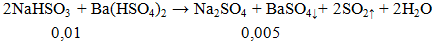 2NaHSO3 + Ba(HSO4)2 → Na2SO4 + BaSO4 ↓ + 2SO2 ↑ + 2H2O | NaHSO3 ra Na2SO4 (ảnh 2)