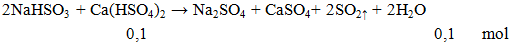 2NaHSO3 + Ca(HSO4)2 → Na2SO4 + CaSO4+ 2SO2 ↑ + 2H2O | NaHSO3 ra Na2SO4 (ảnh 1)