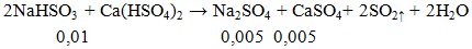 2NaHSO3 + Ca(HSO4)2 → Na2SO4 + CaSO4+ 2SO2 ↑ + 2H2O | NaHSO3 ra Na2SO4 (ảnh 2)