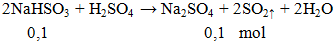 2NaHSO3 + H2SO4 → Na2SO4 + 2SO2 ↑ + 2H2O | NaHSO3 ra Na2SO4 (ảnh 1)