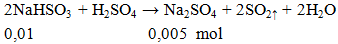 2NaHSO3 + H2SO4 → Na2SO4 + 2SO2 ↑ + 2H2O | NaHSO3 ra Na2SO4 (ảnh 2)