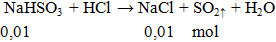 NaHSO3 + HCl → NaCl + SO2 ↑ + H2O | NaHSO3 ra NaCl (ảnh 2)