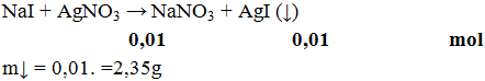 NaI + AgNO3 → NaNO3 + AgI (↓) | NaI ra NaNO3 (ảnh 1)