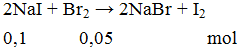 2NaI + Br2 → 2NaBr + I2 | NaI ra NaBr (ảnh 1)