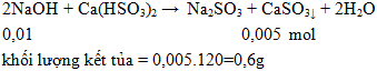 2NaOH + Ca(HSO3)2 → Na2SO3 + CaSO3↓ + 2H2O | NaOH ra Na2SO3 (ảnh 1)