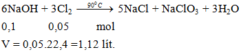 6NaOH + 3Cl2 -90oC→ 5NaCl + NaClO3 + 3H2O | NaOH ra NaCl (ảnh 2)