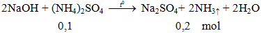 2NaOH + (NH4)2SO4 -to→ Na2SO4+ 2NH3↑ + 2H2O | NaOH ra Na2SO4 (ảnh 2)