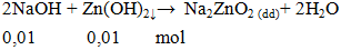 2NaOH + Zn(OH)2↓ → Na2ZnO2 (dd)+ 2H2O | NaOH ra Na2ZnO2 (ảnh 2)