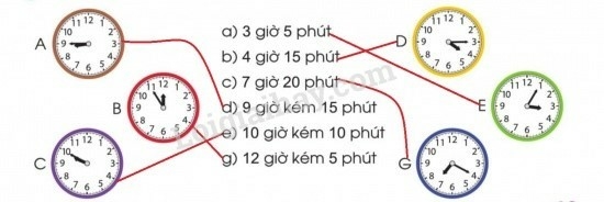 Mỗi đồng hồ sau tương ứng với cách đọc nào? (ảnh 3)