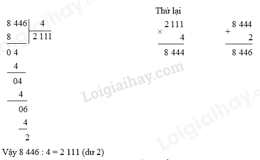 Tính rồi nêu thương và số dư trong mỗi phép chia được cho sau đây (ảnh 6)