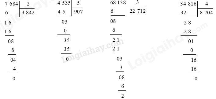 Đặt tính rồi tính Toán lớp 3 Tập 2 trang 73 Luyện tập 2 (ảnh 2)