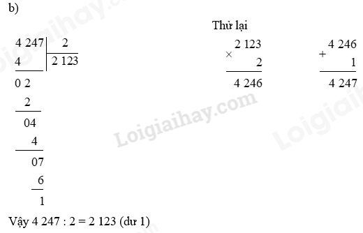 Tính rồi nêu thương và số dư trong mỗi phép chia được cho sau đây (ảnh 4)