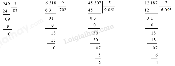 Đặt tính rồi tính Toán lớp 3 Tập 2 trang 72 Luyện tập 3 (ảnh 2)