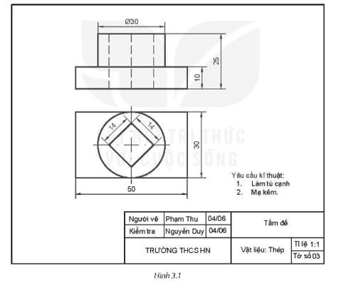 SBT Công nghệ 8 (Kết nối tri thức) Bài 3: Bản vẽ chi tiết (ảnh 1)