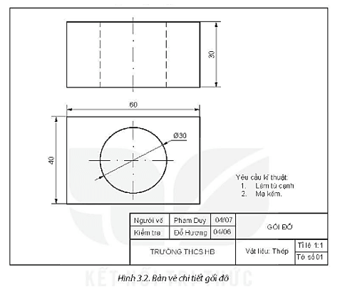 SBT Công nghệ 8 (Kết nối tri thức) Bài 3: Bản vẽ chi tiết (ảnh 2)