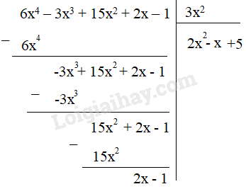 Trong mỗi trường hợp sau đây, tìm thương Q(x) và dư R(x) trong phép chia F(x) cho G(x) rồi biểu diễn F(x) dưới dạng: (ảnh 1)