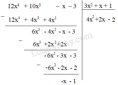 Trong mỗi trường hợp sau đây, tìm thương Q(x) và dư R(x) trong phép chia F(x) cho G(x) rồi biểu diễn F(x) dưới dạng: (ảnh 2)