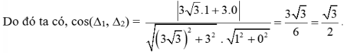 Tính số đo góc giữa hai đường thẳng ∆1 và ∆2 trong mỗi trường hợp sau: (ảnh 2)