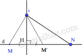 a) Quan sát hình 9.11, ta thấy khi M thay đổi trên d, M càng xa H (ảnh 3)