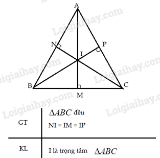 Chứng minh rằng trong tam giác đều, điểm cách đều 3 cạnh của tam giác (ảnh 1)