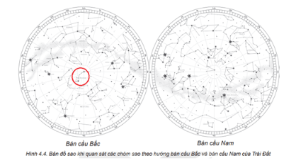 Hãy xác định chòm Gấu Bé trên bản đồ sao Hình 4.4. (ảnh 2)