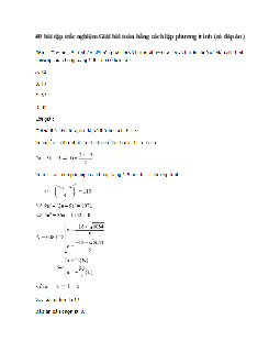 40 bài tập trắc nghiệm Giải bài toán bằng cách lập phương trình (có đáp án)