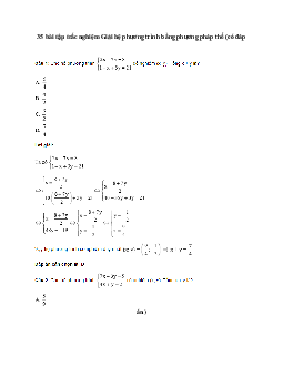35 bài tập trắc nghiệm Giải hệ phương trình bằng phương pháp thế (có đáp án)