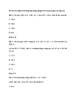 35 câu trắc nghiệm Trường hợp đồng dạng thứ ba của tam giác (có đáp án).docx