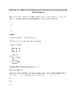 40 bài tập trắc nghiệm Giải hệ phương trình bằng phương cách lập hệ phương trình (có đáp án)