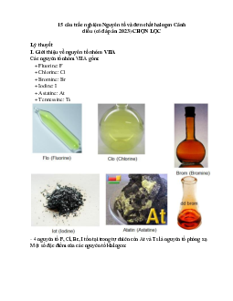 15 câu trắc nghiệm Nguyên tố và đơn chất halogen Cánh diều (có đáp án 2023) CHỌN LỌC