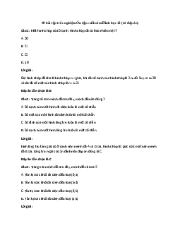 50 bài tập trắc nghiệm Ôn tập cuối năm Hình học 12 (có đáp án)
