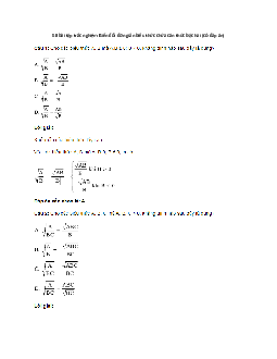 50 bài tập trắc nghiệm Biến đổi đơn giản biểu thức chứa căn thức bậc hai (có đáp án)