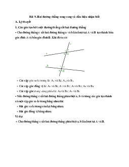 Lý thuyết Hai đường thẳng song song và dấu hiệu nhận biết (Kết nối tri thức) Toán 7