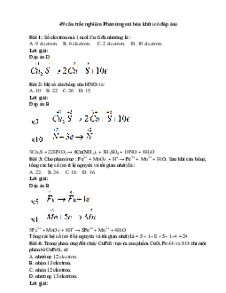 49 câu trắc nghiệm Phản ứng oxi hóa khử Cánh diều (có đáp án 2023) CHỌN LỌC