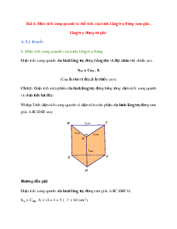 Lý thuyết Diện tích xung quanh và thể tích của hình lăng trụ đứng tam giác, lăng trụ đứng tứ giác (Chân trời sáng tạo) Toán 7