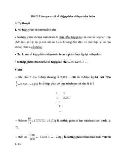 Lý thuyết Làm quen với số thập phân vô hạn tuần hoàn (Kết nối tri thức) Toán 7