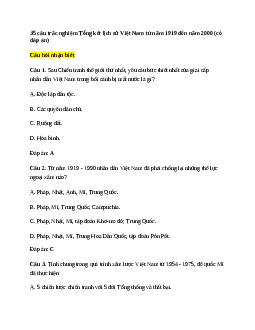 35 câu trắc nghiệm Lịch Sử 12 Bài 27 (có đáp án)