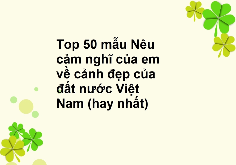 Top 50 mẫu Nêu cảm nghĩ của em về cảnh đẹp của đất nước Việt Nam (hay nhất)